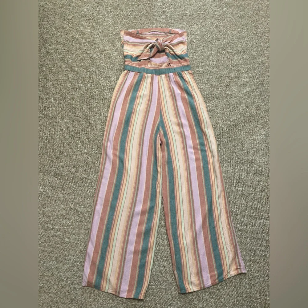 🦋2 For $50🦋 Pink and Green Strapless Jumpsuit With Pockets - Picture 4 of 5